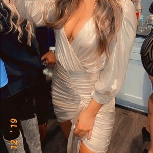 Gold, rushed, stretchy Oh Polly Dress